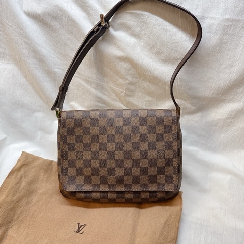全新Louis Vuitton Musette Salsa棕色棋盤格單肩包 LV王菲 LV包 LV棋盤格