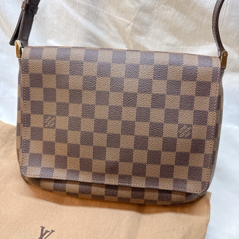 全新Louis Vuitton Musette Salsa棕色棋盤格單肩包 LV王菲 LV包 LV棋盤格-1