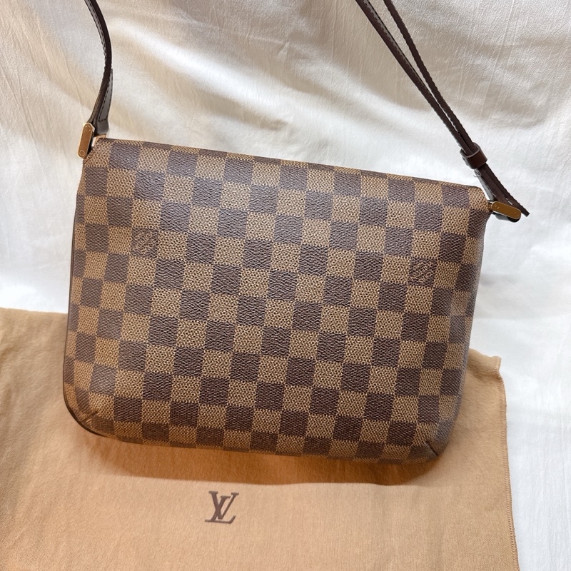 全新Louis Vuitton Musette Salsa棕色棋盤格單肩包 LV王菲 LV包 LV棋盤格-6