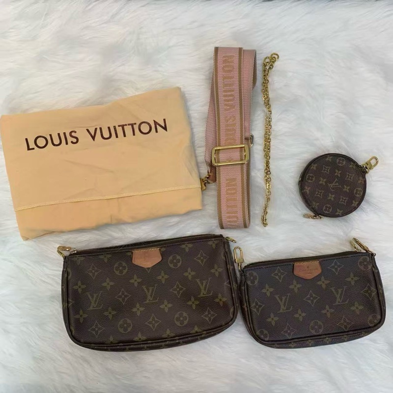 LV路易威登 五合一粉肩帶斜挎包-0