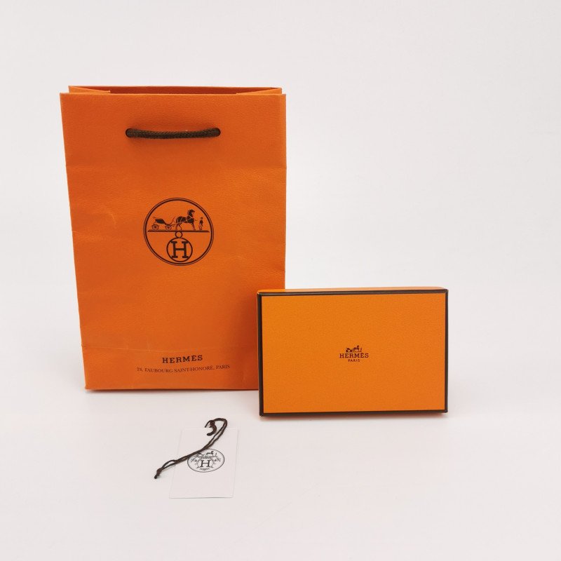 Hermes Calvi純色折疊卡包Epsom牛皮銀扣89黑色Z刻-7