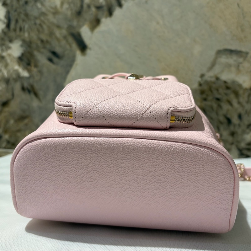 Chanel粉色牛皮水桶斜背包-6