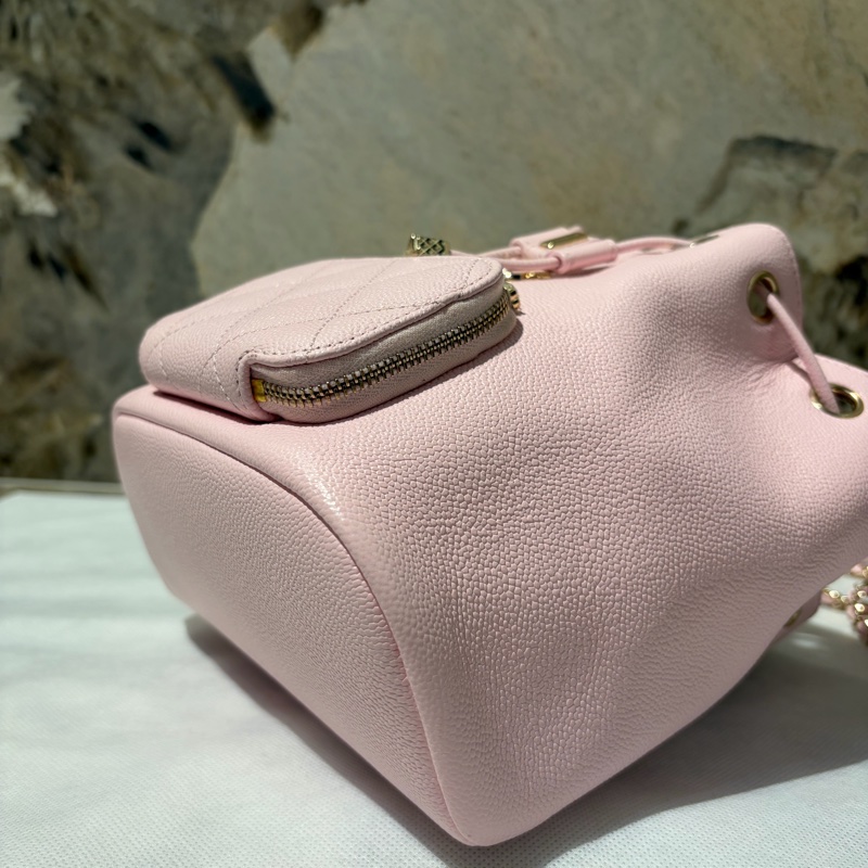 Chanel粉色牛皮水桶斜背包-7