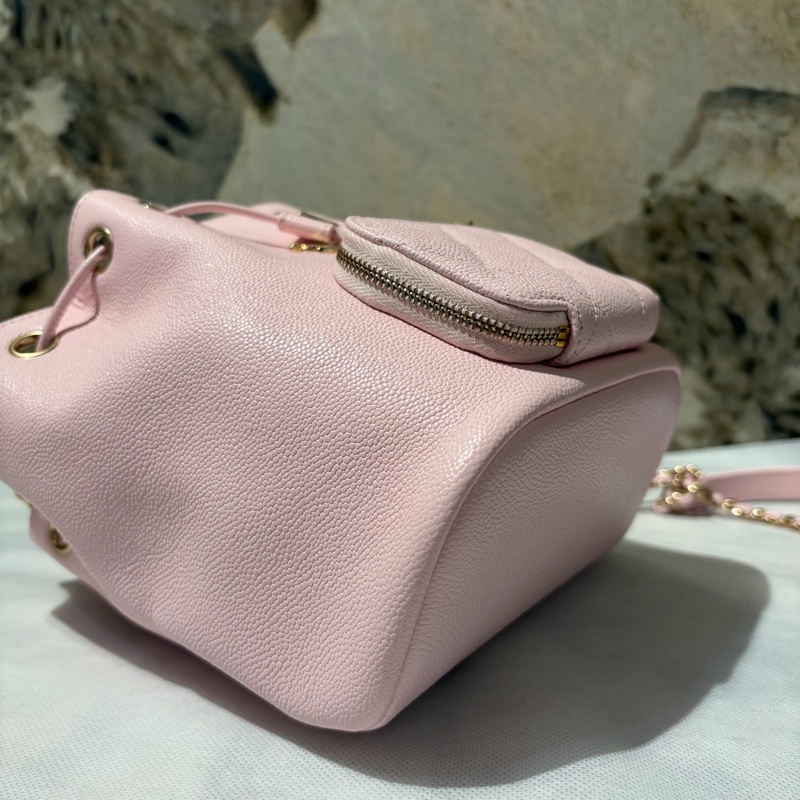 Chanel粉色牛皮水桶斜背包-8