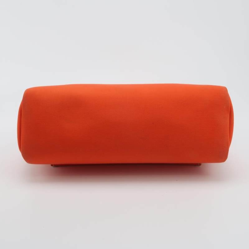 Hermes Herbag31馬鞍釘鎖扣斜挎包單肩包Hunter牛皮帆布銀扣8V罌粟橙棕色U刻-5