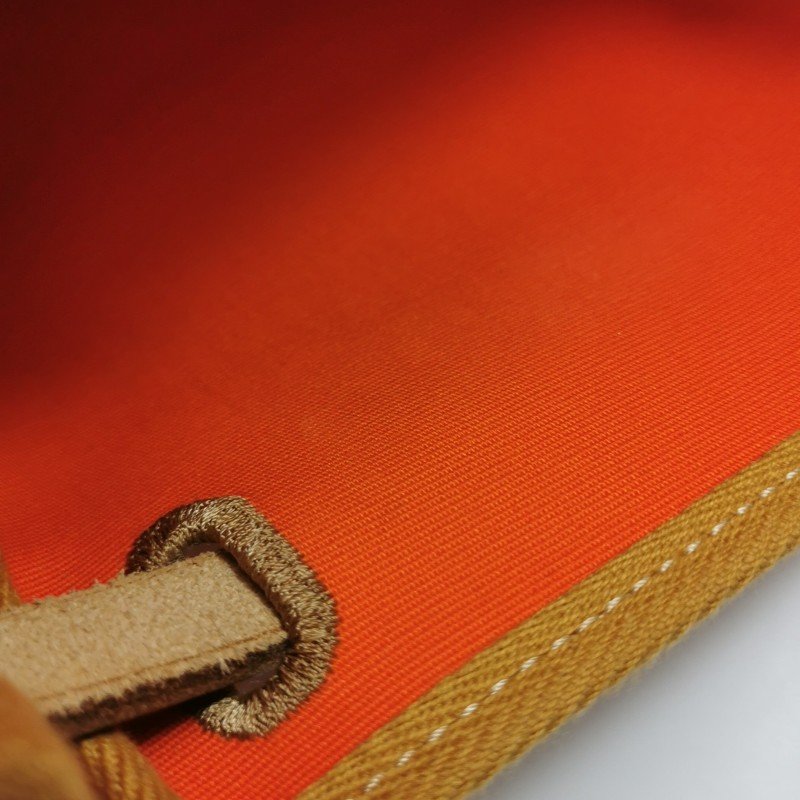 Hermes Herbag31馬鞍釘鎖扣斜挎包單肩包Hunter牛皮帆布銀扣8V罌粟橙棕色U刻-10