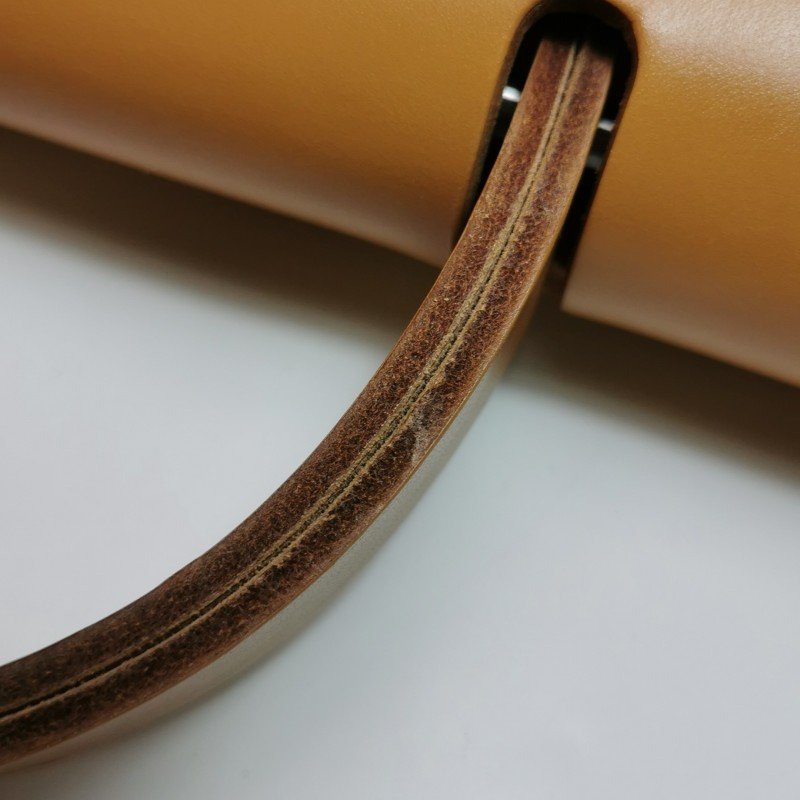 Hermes Herbag31馬鞍釘鎖扣斜挎包單肩包Hunter牛皮帆布銀扣8V罌粟橙棕色U刻-26