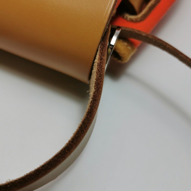 Hermes Herbag31馬鞍釘鎖扣斜挎包單肩包Hunter牛皮帆布銀扣8V罌粟橙棕色U刻-28