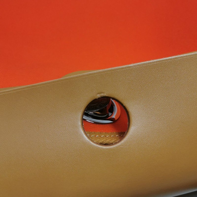 Hermes Herbag31馬鞍釘鎖扣斜挎包單肩包Hunter牛皮帆布銀扣8V罌粟橙棕色U刻-29