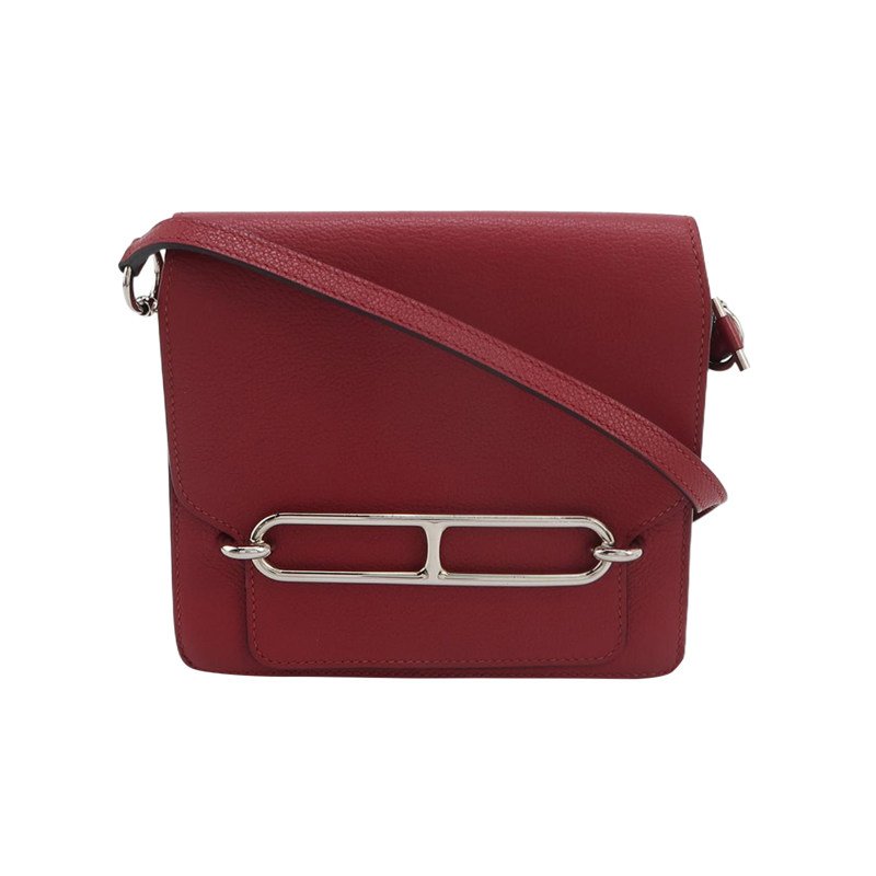 Hermes Roulis迷你豬鼻子斜背包Evercolor牛皮銀扣K1石榴紅X刻-0