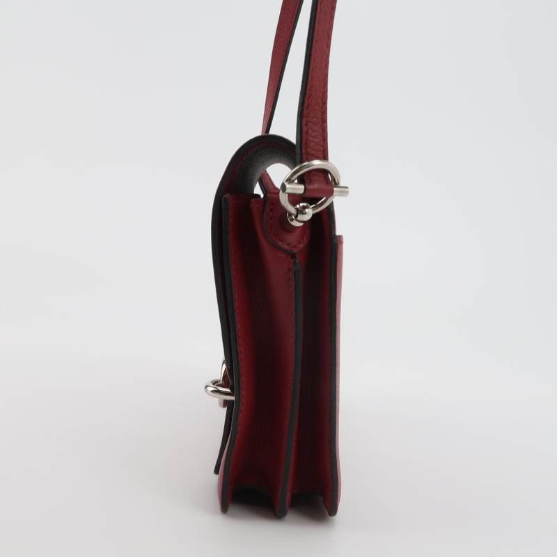 Hermes Roulis迷你豬鼻子斜背包Evercolor牛皮銀扣K1石榴紅X刻-2