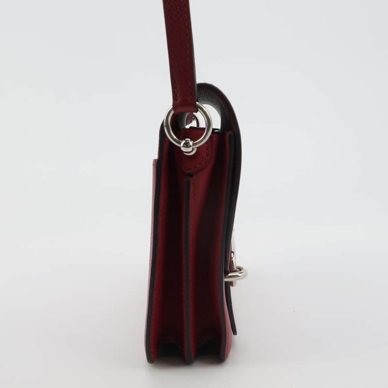 Hermes Roulis迷你豬鼻子斜背包Evercolor牛皮銀扣K1石榴紅X刻-3