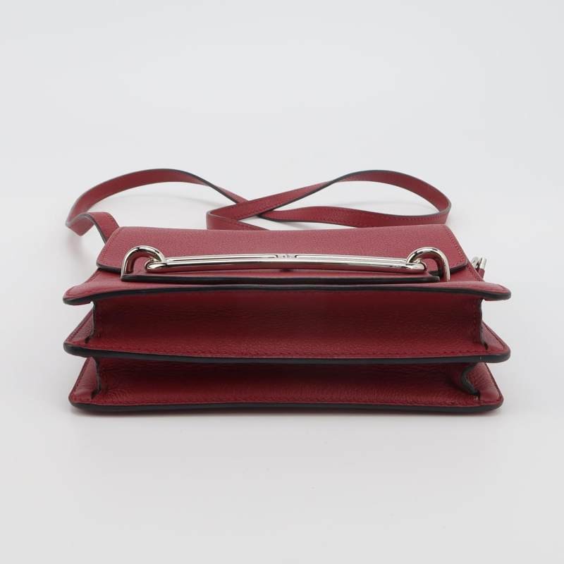 Hermes Roulis迷你豬鼻子斜背包Evercolor牛皮銀扣K1石榴紅X刻-5