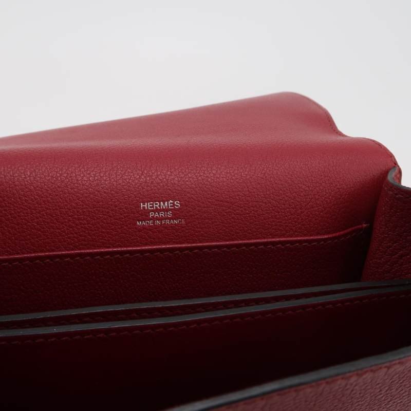 Hermes Roulis迷你豬鼻子斜背包Evercolor牛皮銀扣K1石榴紅X刻-7