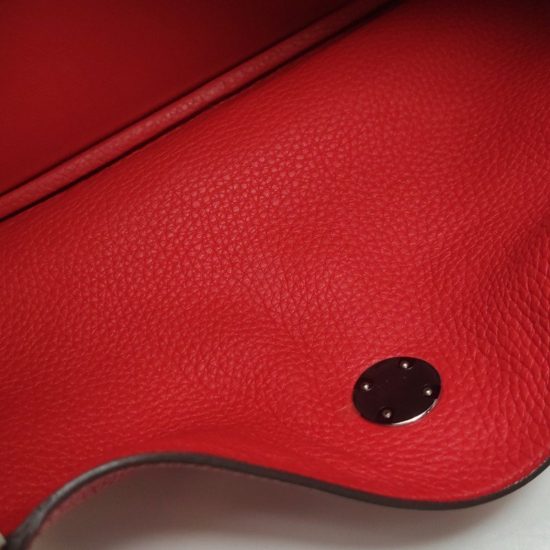 Hermes Lindy30旋扣單肩包Clemence(TC)牛皮銀扣S3心紅色D刻-9