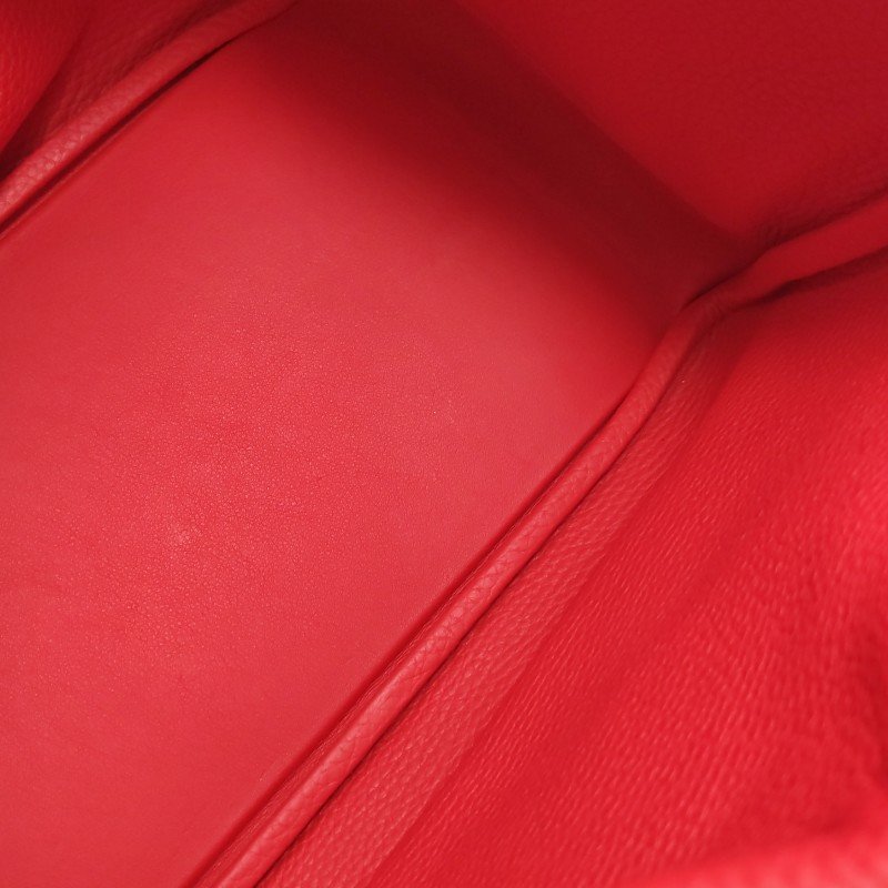 Hermes Lindy30旋扣單肩包Clemence(TC)牛皮銀扣S3心紅色D刻-10