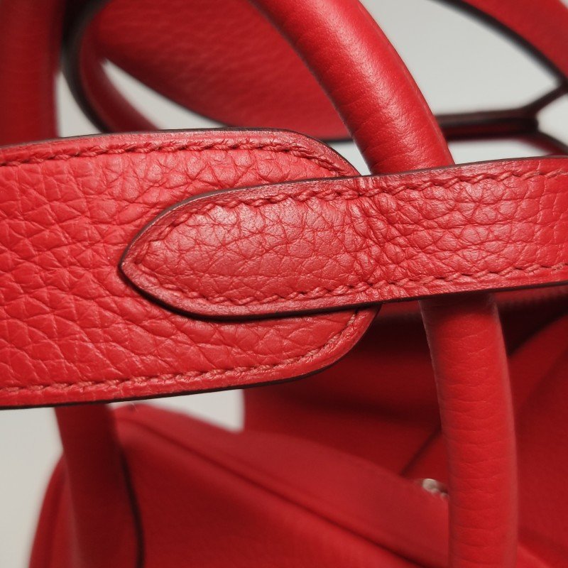 Hermes Lindy30旋扣單肩包Clemence(TC)牛皮銀扣S3心紅色D刻-11