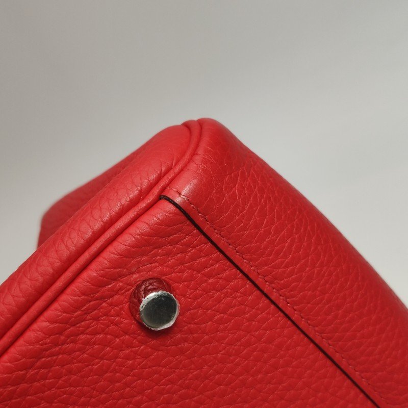 Hermes Lindy30旋扣單肩包Clemence(TC)牛皮銀扣S3心紅色D刻-18