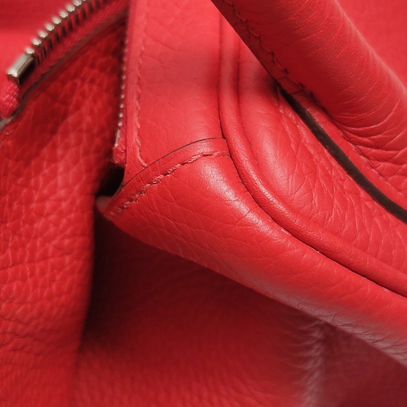 Hermes Lindy30旋扣單肩包Clemence(TC)牛皮銀扣S3心紅色D刻-24