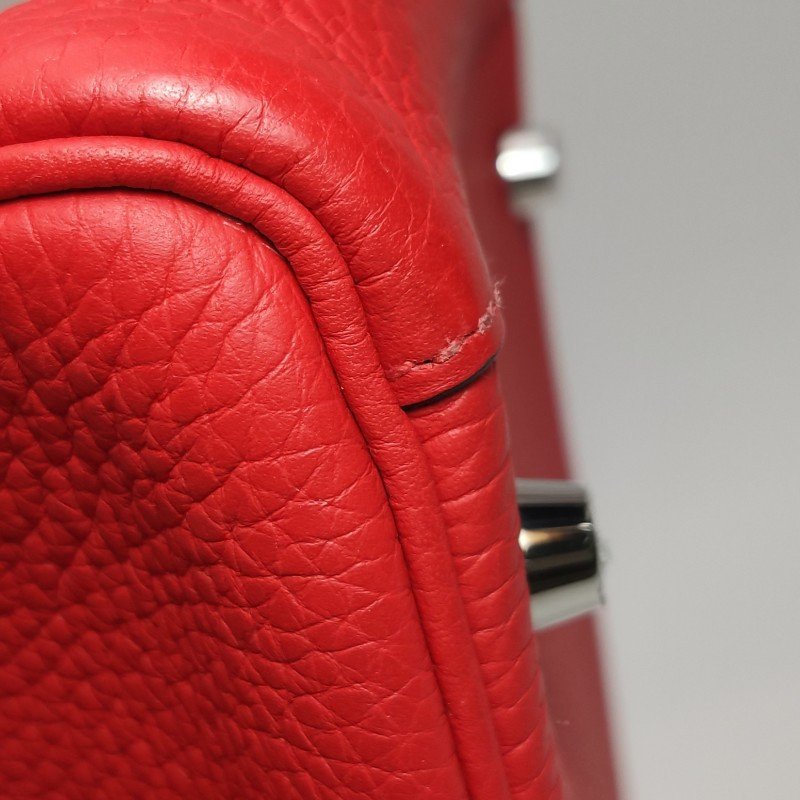 Hermes Lindy30旋扣單肩包Clemence(TC)牛皮銀扣S3心紅色D刻-27
