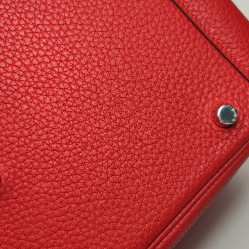 Hermes Lindy30旋扣單肩包Clemence(TC)牛皮銀扣S3心紅色D刻-28