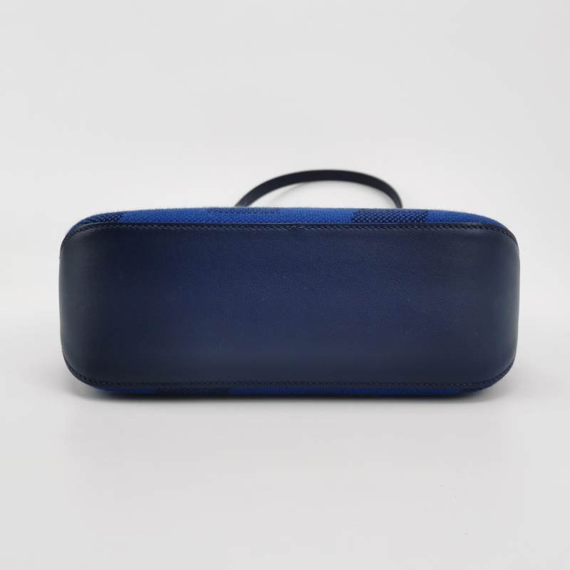 Hermes Cabas Hen Biais27單肩包Swift牛皮帆布73寶石藍藍色89黑色Z刻-5