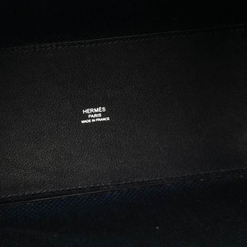 Hermes Cabas Hen Biais27單肩包Swift牛皮帆布73寶石藍藍色89黑色Z刻-7