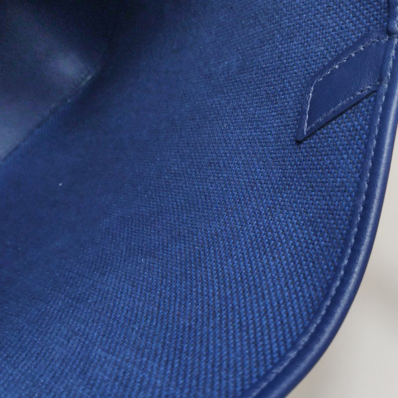 Hermes Cabas Hen Biais27單肩包Swift牛皮帆布73寶石藍藍色89黑色Z刻-9