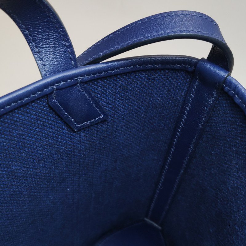 Hermes Cabas Hen Biais27單肩包Swift牛皮帆布73寶石藍藍色89黑色Z刻-10