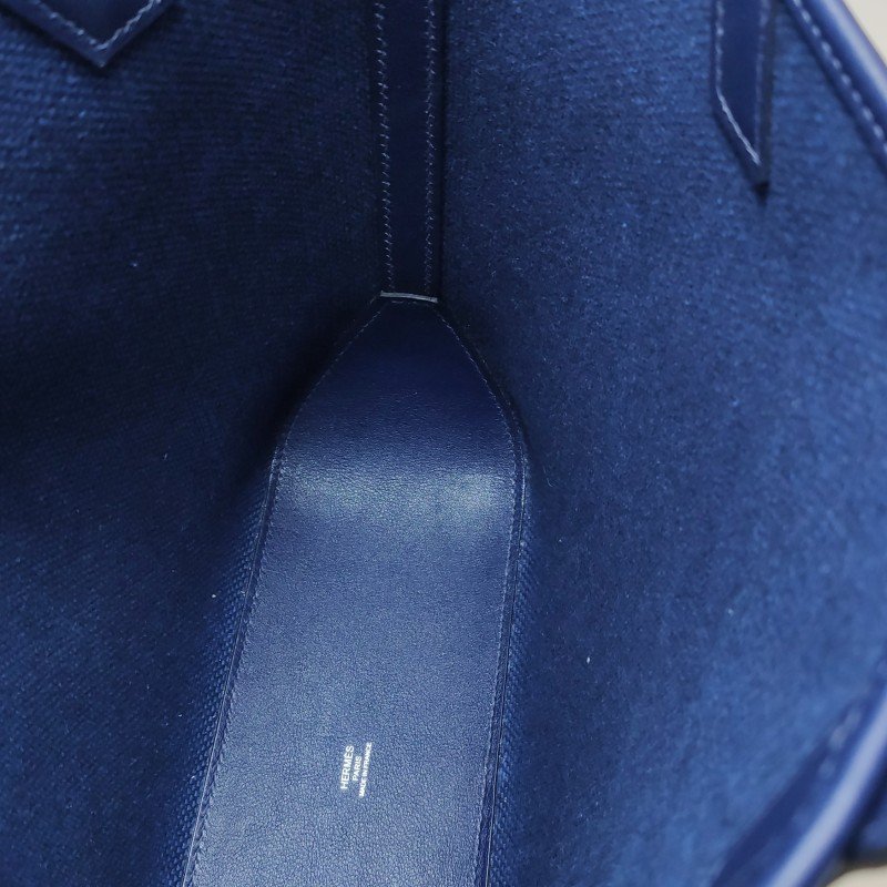 Hermes Cabas Hen Biais27單肩包Swift牛皮帆布73寶石藍藍色89黑色Z刻-11