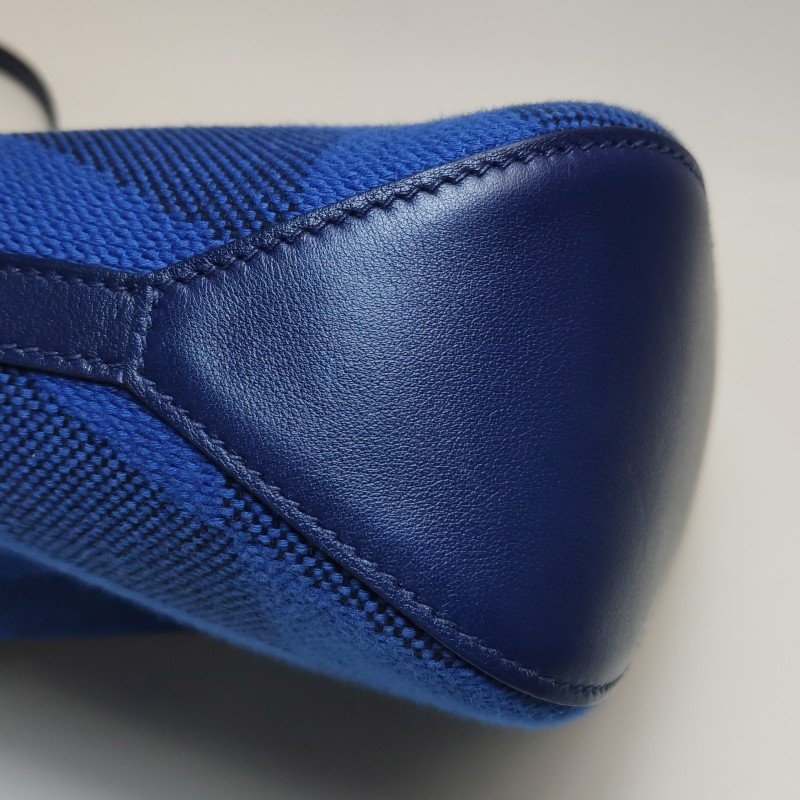 Hermes Cabas Hen Biais27單肩包Swift牛皮帆布73寶石藍藍色89黑色Z刻-15