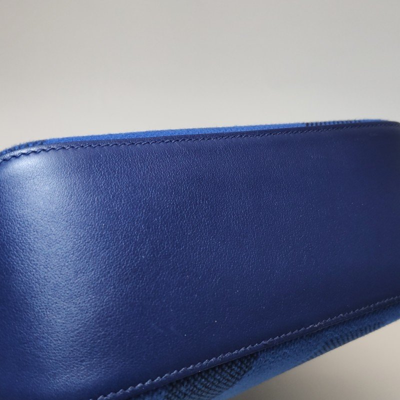 Hermes Cabas Hen Biais27單肩包Swift牛皮帆布73寶石藍藍色89黑色Z刻-19