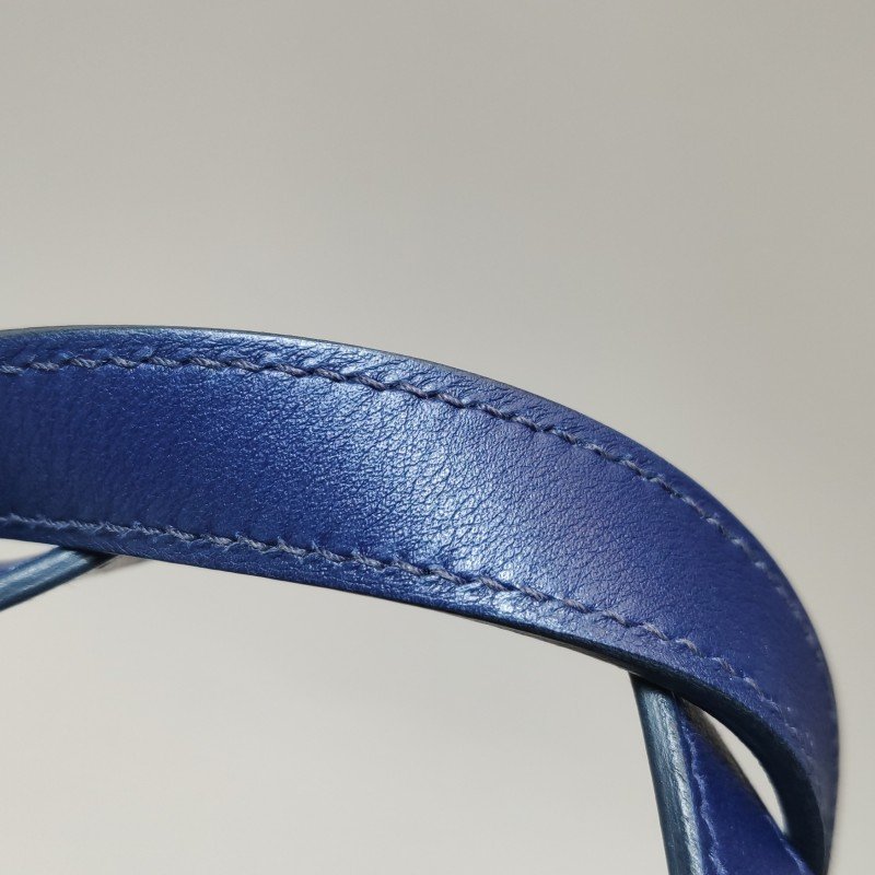 Hermes Cabas Hen Biais27單肩包Swift牛皮帆布73寶石藍藍色89黑色Z刻-21