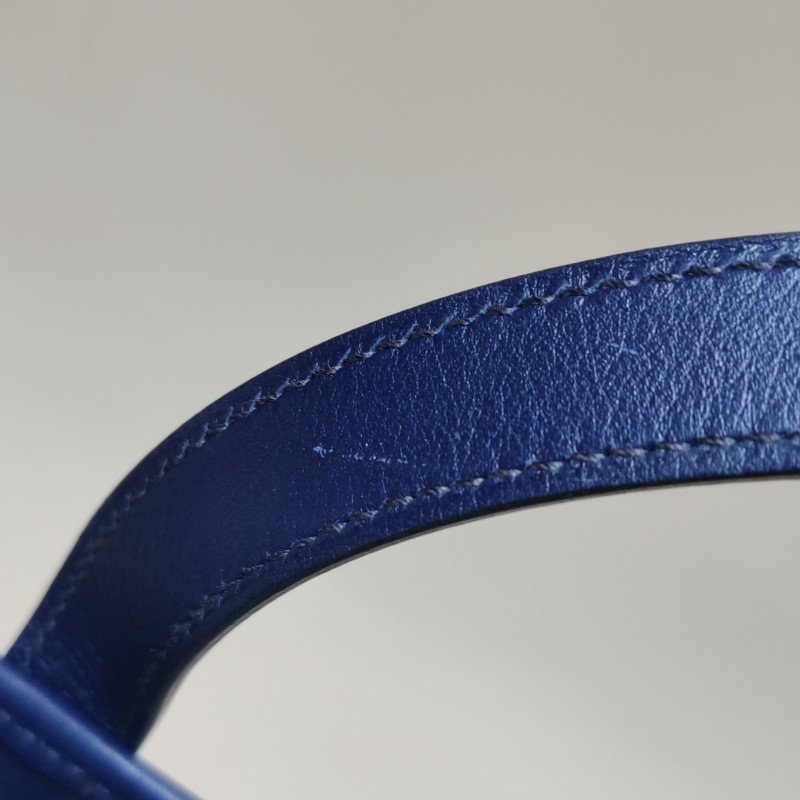 Hermes Cabas Hen Biais27單肩包Swift牛皮帆布73寶石藍藍色89黑色Z刻-22