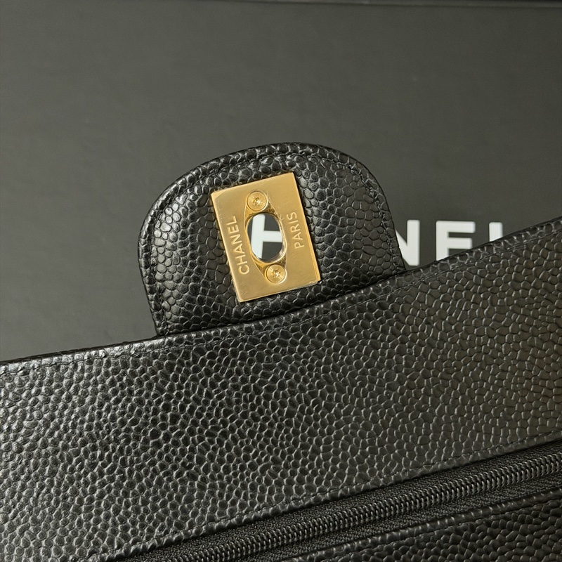 Chanel黑金CF23 經典LOGO菱格紋荔枝牛皮鏈帶肩背/斜背包 芯片款-8