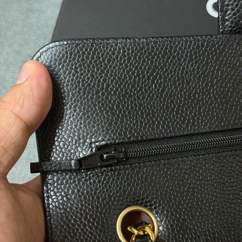 Chanel黑金CF23 經典LOGO菱格紋荔枝牛皮鏈帶肩背/斜背包 芯片款-9