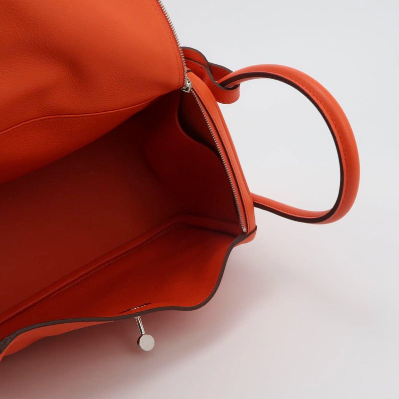 Hermes Lindy26純色旋扣單肩包Swift牛皮銀扣9J火焰橘X刻-6