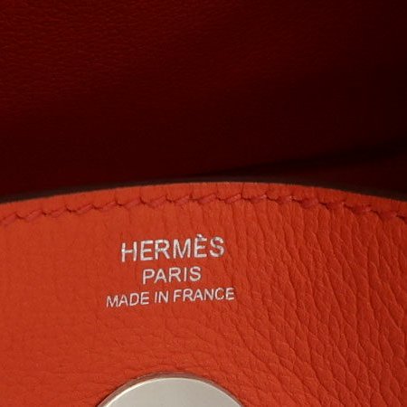 Hermes Lindy26純色旋扣單肩包Swift牛皮銀扣9J火焰橘X刻-7