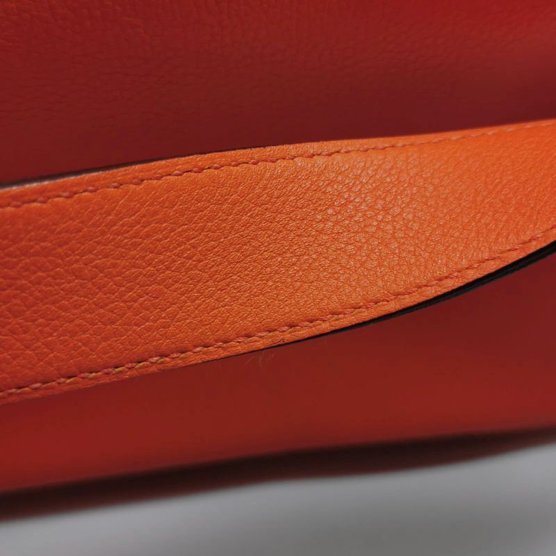 Hermes Lindy26純色旋扣單肩包Swift牛皮銀扣9J火焰橘X刻-11