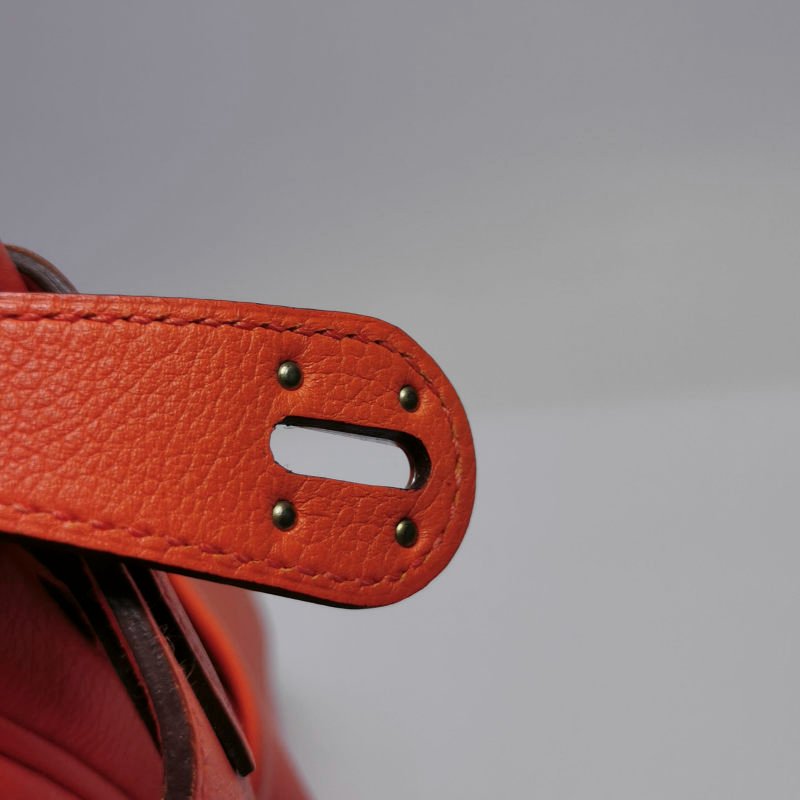 Hermes Lindy26純色旋扣單肩包Swift牛皮銀扣9J火焰橘X刻-14