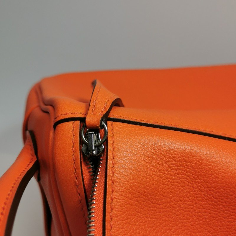Hermes Lindy26純色旋扣單肩包Swift牛皮銀扣9J火焰橘X刻-16