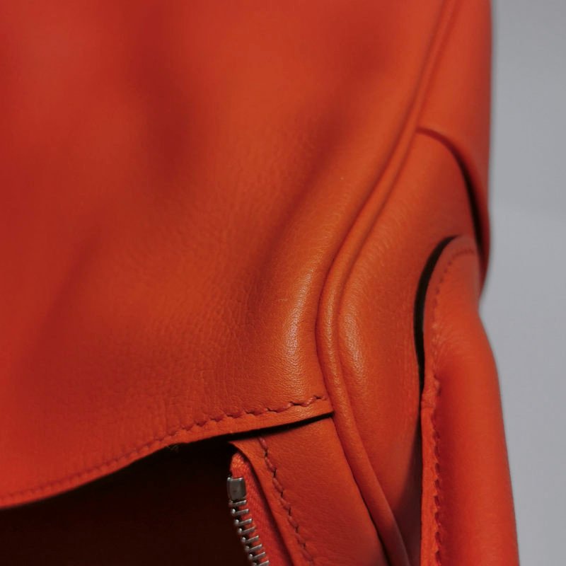 Hermes Lindy26純色旋扣單肩包Swift牛皮銀扣9J火焰橘X刻-17