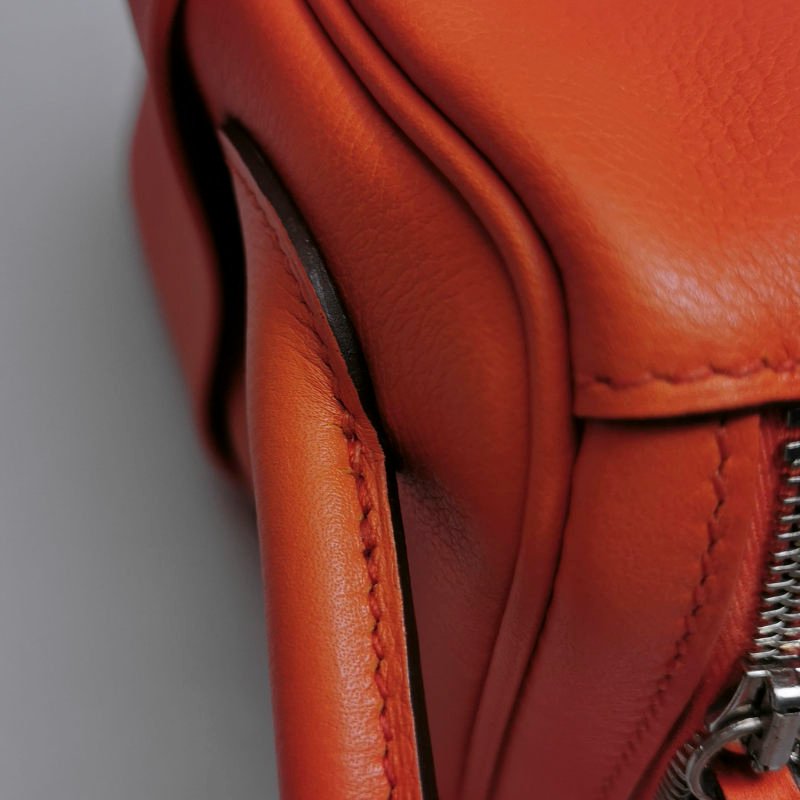 Hermes Lindy26純色旋扣單肩包Swift牛皮銀扣9J火焰橘X刻-18