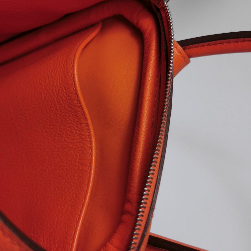 Hermes Lindy26純色旋扣單肩包Swift牛皮銀扣9J火焰橘X刻-20
