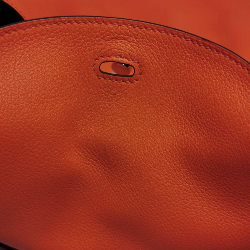 Hermes Lindy26純色旋扣單肩包Swift牛皮銀扣9J火焰橘X刻-23