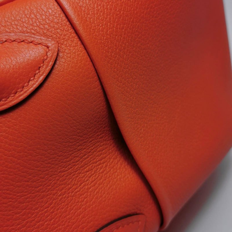 Hermes Lindy26純色旋扣單肩包Swift牛皮銀扣9J火焰橘X刻-24