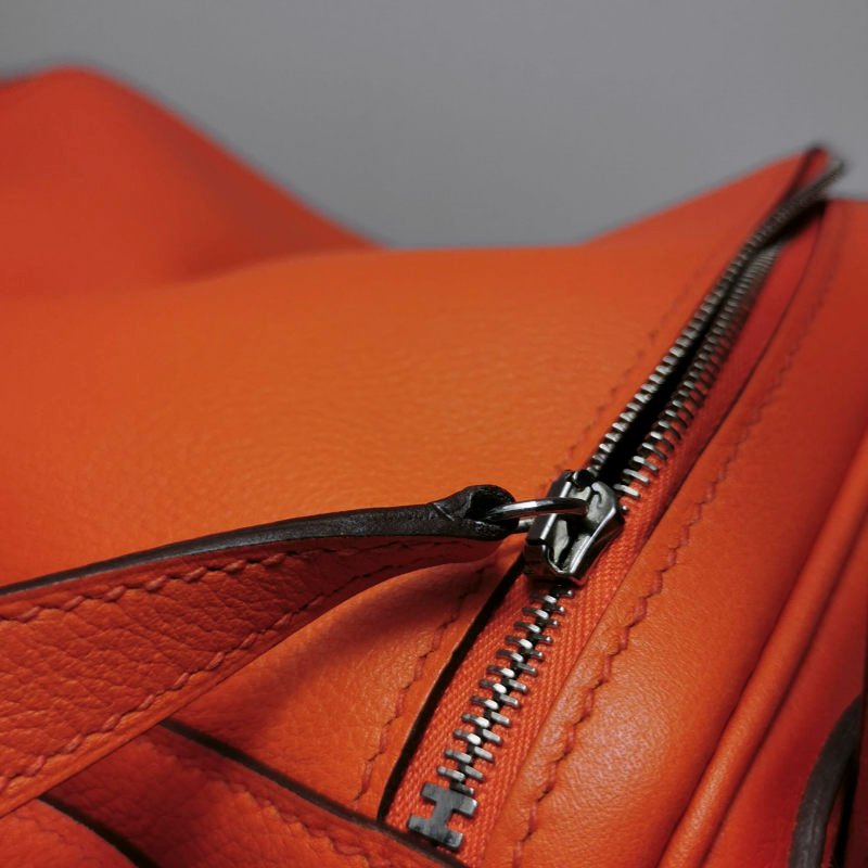 Hermes Lindy26純色旋扣單肩包Swift牛皮銀扣9J火焰橘X刻-26