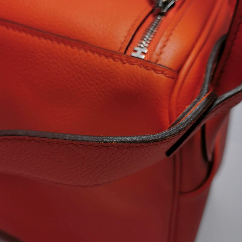 Hermes Lindy26純色旋扣單肩包Swift牛皮銀扣9J火焰橘X刻-27