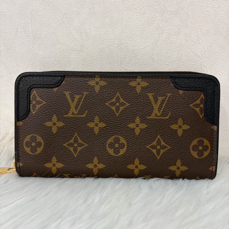 LV M61188 原花老花皮格包邊拉鍊長夾 長夾 皮夾 錢包 銀包-0