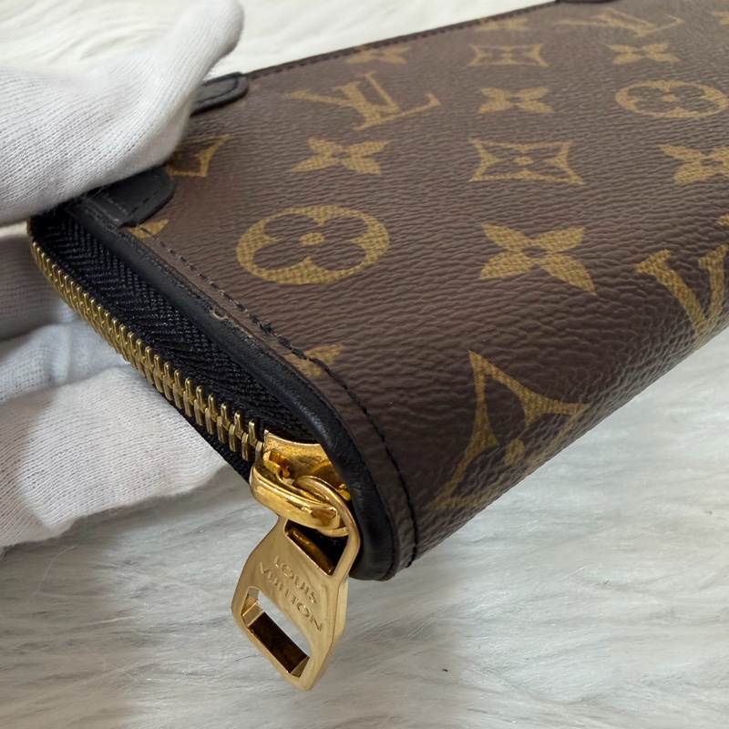 LV M61188 原花老花皮格包邊拉鍊長夾 長夾 皮夾 錢包 銀包-5